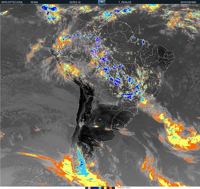 GOES 12 - IR enhanced for 27 December 2010 at 18:15 UTC
