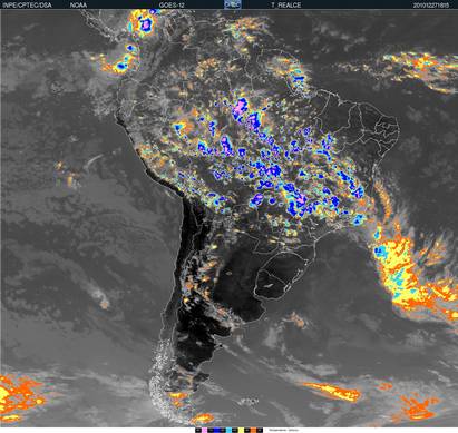 GOES 12 - IR enhanced for 27 December 2010 at 18:15 UTC