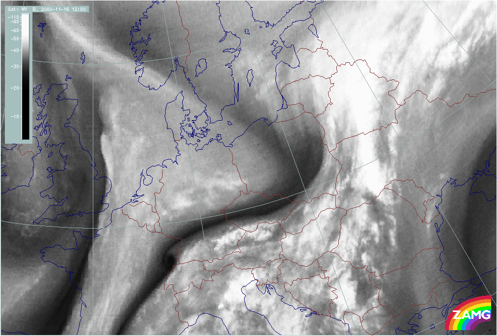 16 November 2000/12.00 UTC - Meteosat WV image; Double Structure Wave