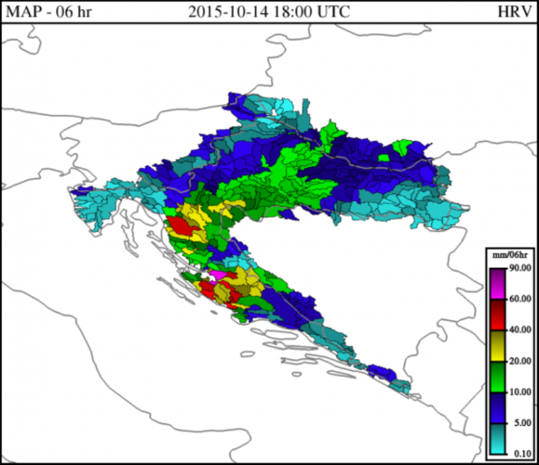 catchment accumulated rainfall 14 Oct 18h